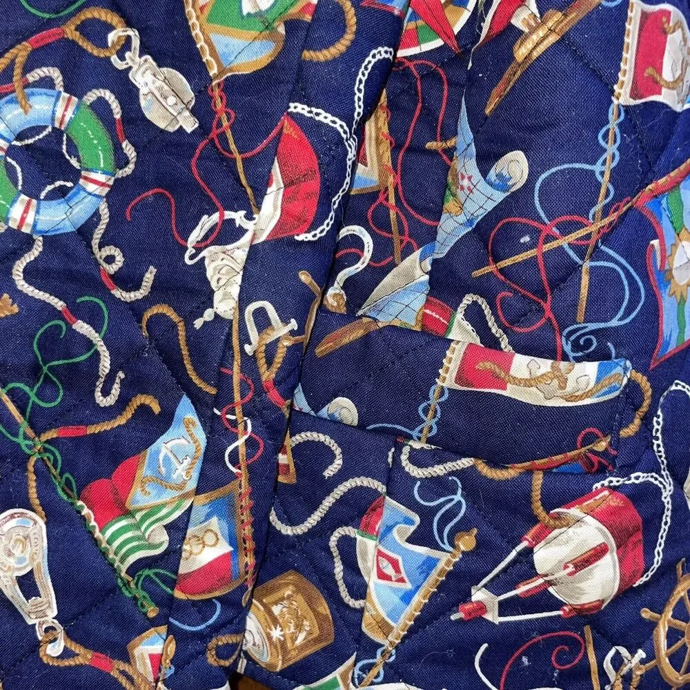 Vintage Vera Bradley M Navy Nautical Sailboat Themed Quilted Preppy Jacket